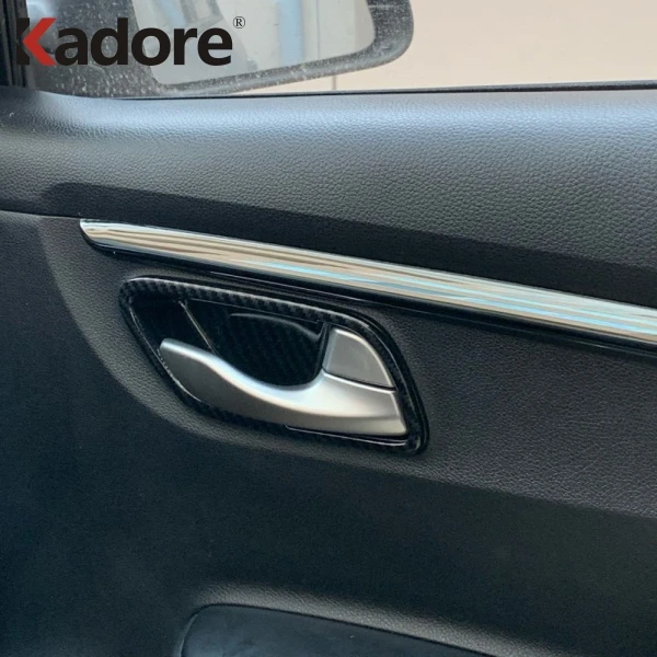 Для Kia Rio 4 X-line углеродное волокно накладка на внутреннюю дверную ручку накладка Защитная Наклейка аксессуары для автомобиля