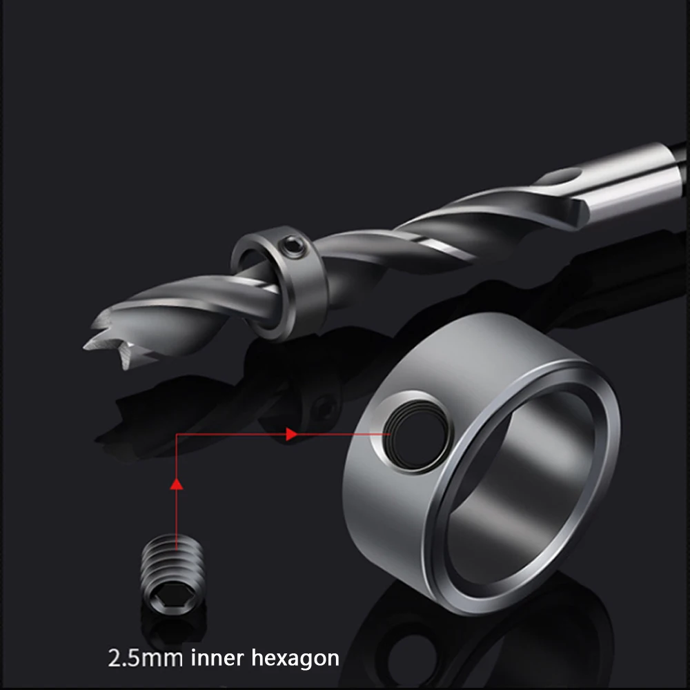 

Hot Sell 8Pcs/Lot 3-16mm Drill Bit Depth Stop Collar Ring Positioner Spacing Ring Locator Woodworking Drill Bit Hex Wrench