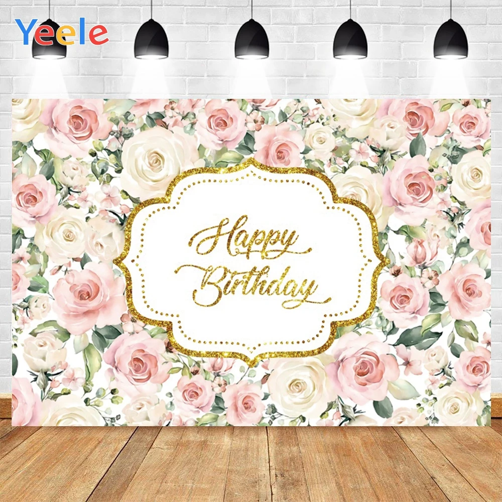 Yeele С Днем Рождения Детские Вечерние Розовые белые цветы фон для фотостудии