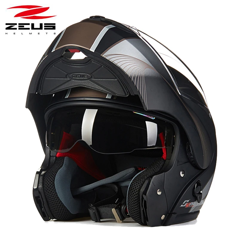 Модульный защитный шлем ZEUS мотоциклетный с двойными линзами полнолицевой