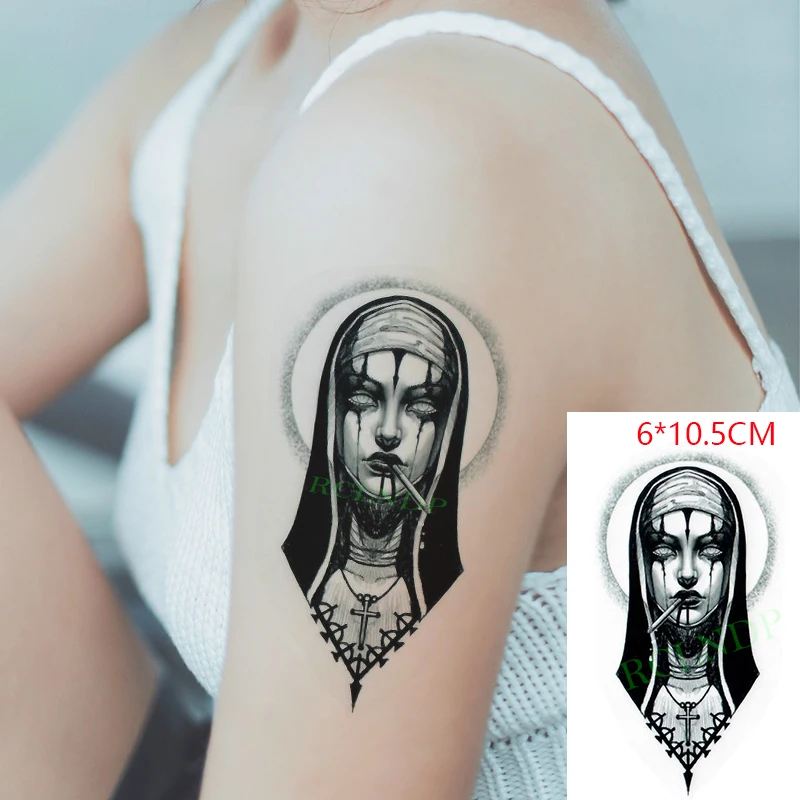 

Waterproof Temporary Tattoo Sticker Blooding Sister Cross Christian Woman Cool Body Art Flash Tattoo Fake Tattoo for Women Men