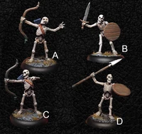 56mm resin model skeleton archer spear warrior figure unpaint no color