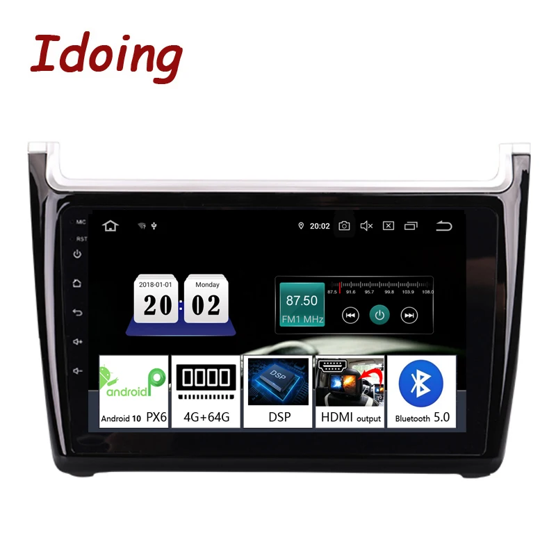 Автомобильный мультимедийный плеер Idoing 9 &quot 2.5D ips Android 10 радио для VWPolo 2011-2015 PX6
