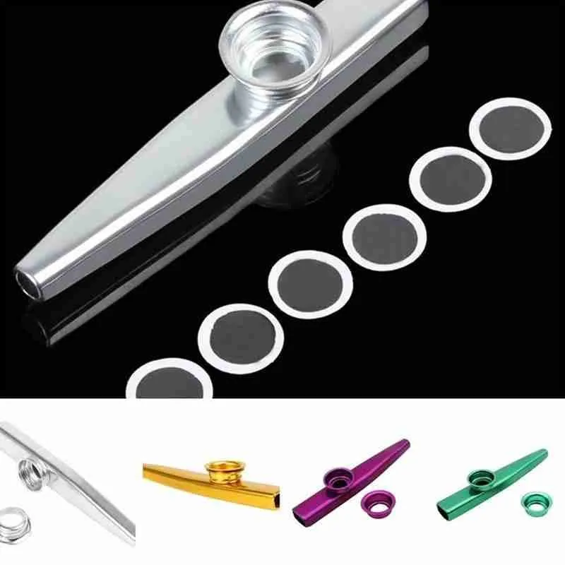 

1pc Metal Kazoo With Flute Diaphragm Mouth Flute Harmonica Musical Adult Gifts For Beginners Party Kids Instrument