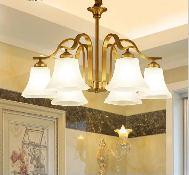 Американская люстра направленного вниз Кабинета медная для столовой гостиной