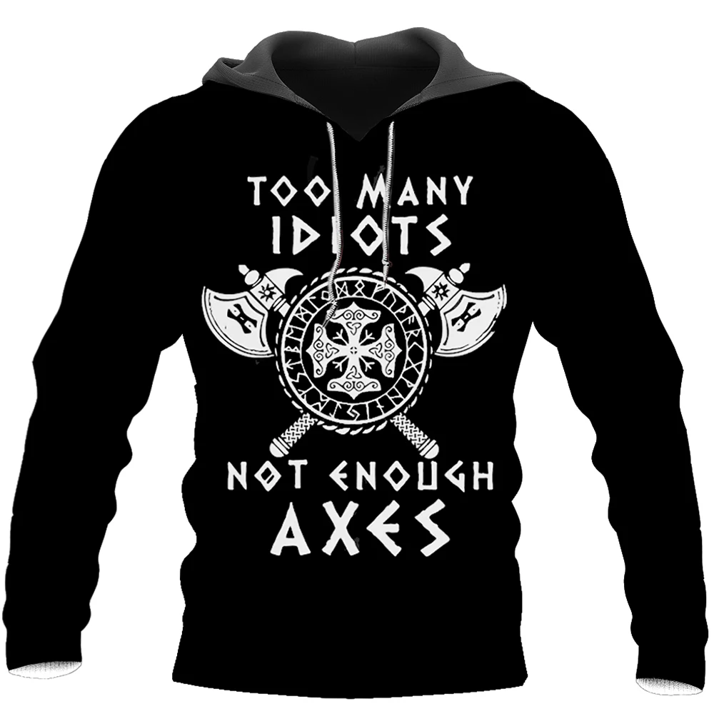 

Hoodies Comic Axe Letter Print Pullover Long Sleeve Top Hooded Young Men Fashion 2021 Autumn Winter New Western Leisure Punk