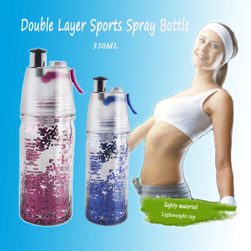 Многофункциональная пластиковая бутылка для воды с двойным распылителем 350 мл
