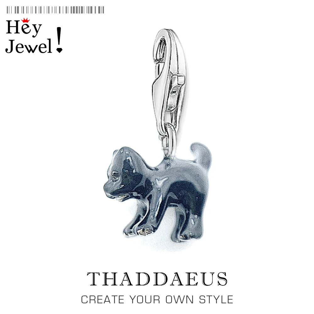 

New Arrival Lovely Cute Pendant Black Cat Enamel 925 Sterling Silver Charm Fit Chain Bracelet for Women Jewelry Accessories