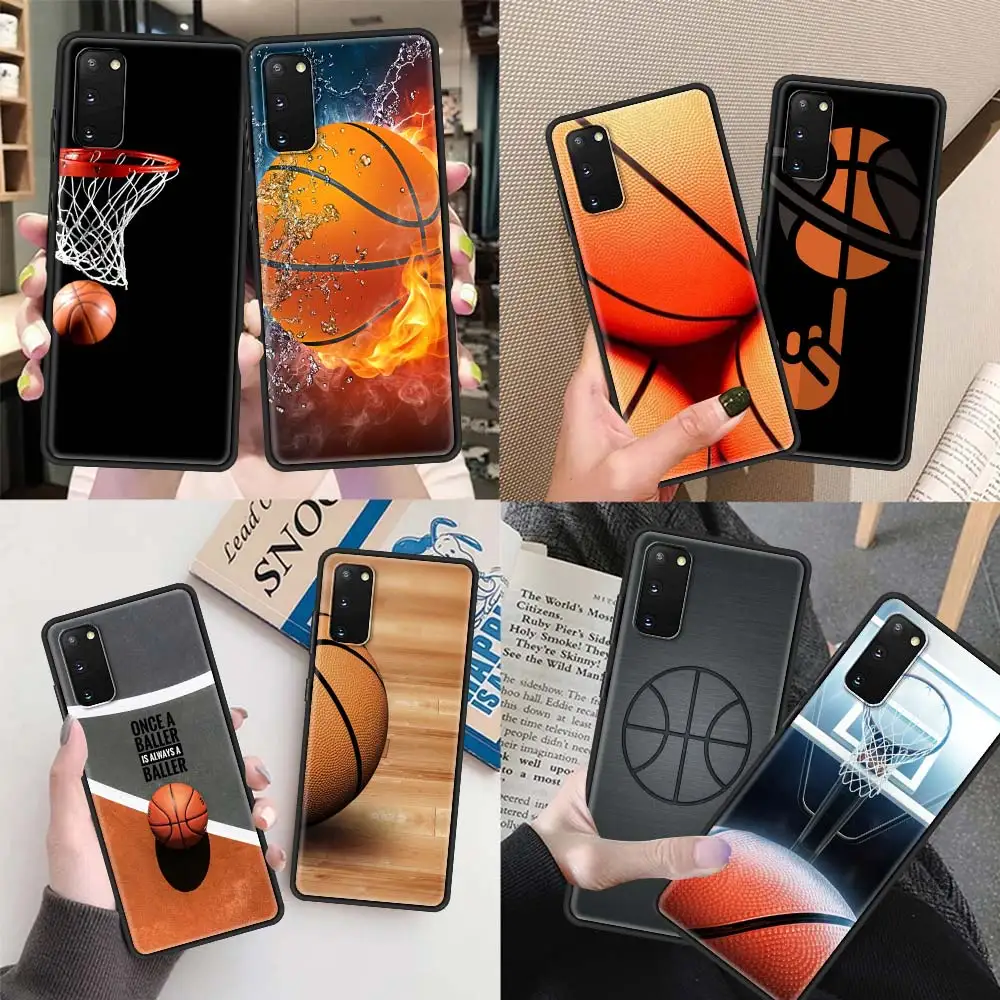 

Black Soft Case For Samsung Galaxy S20 FE S21 Ultra S10 Plus Phone Cover S9 S8 S10e S7 Edge Silicone Shell Sports Basketball Sac