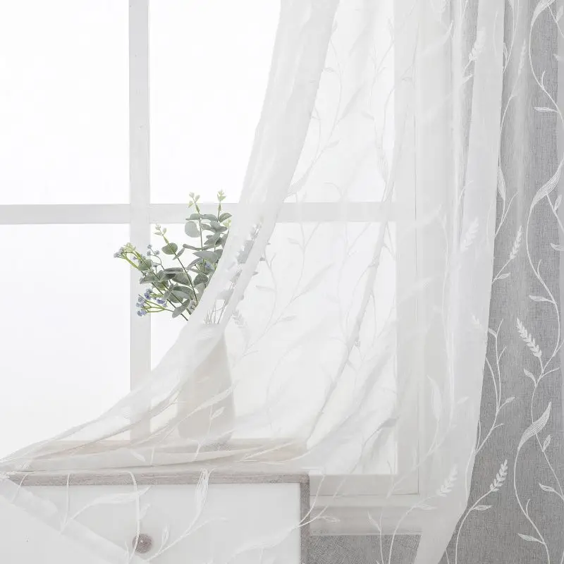 

JUNBIE Modern Embroidered Tulle Curtains For Living Room Sheer Curtains For Window Decor Bedroom Lace Curtains Fabrics Drapes