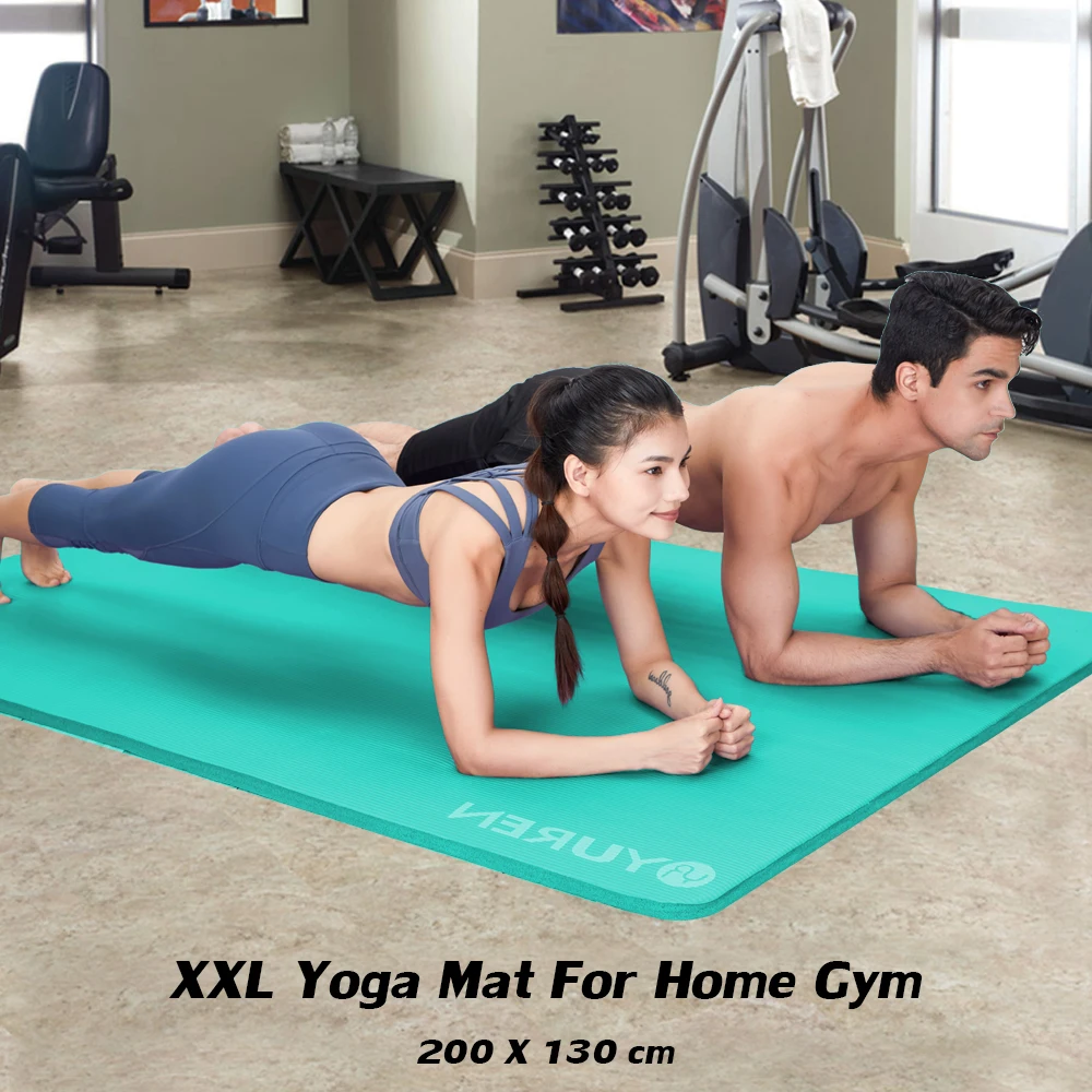 

200*120cm Wide Fitness Mat Anti-Slip 10mm Thick Extra Large Fitness Mat Meditation HIIT TABATA Exercise at Home Kid Play
