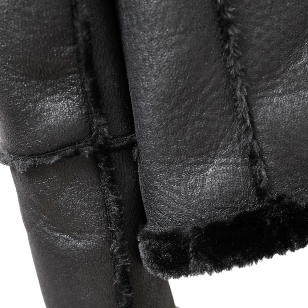 

2020 New Winter Faux Shearling Coats Women Thick Warm Pu Faux Lamb Leather Jacket Black Motorcycle Female Overcoat Top L858