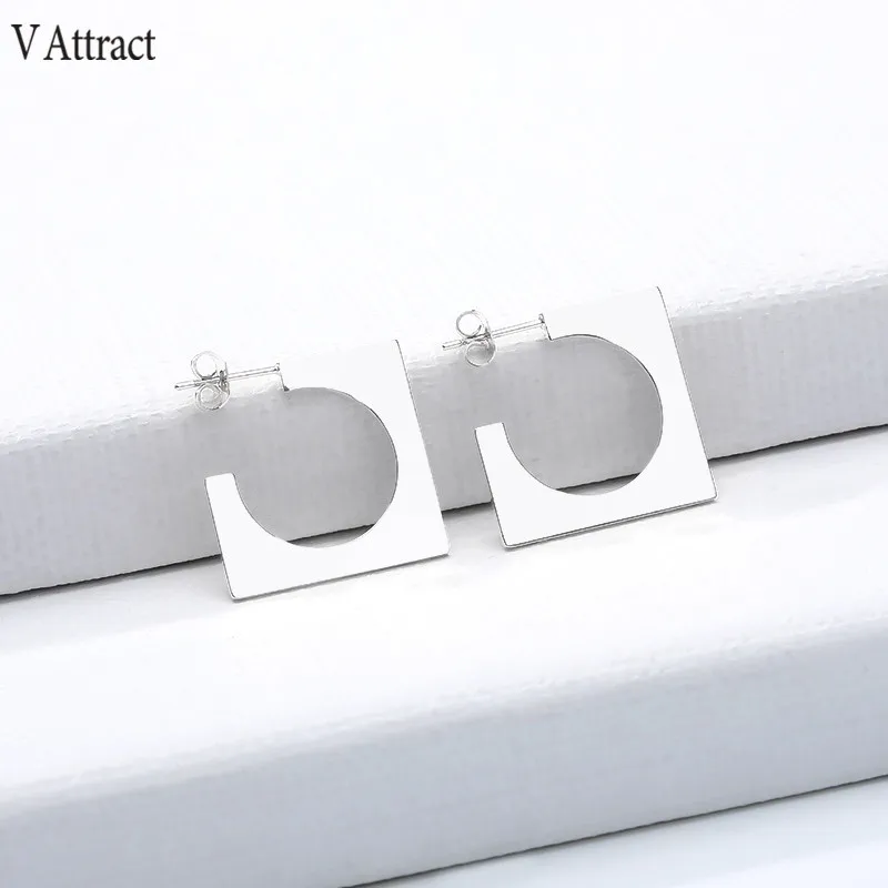 Серьги гвоздики женские из нержавеющей стали с квадратным