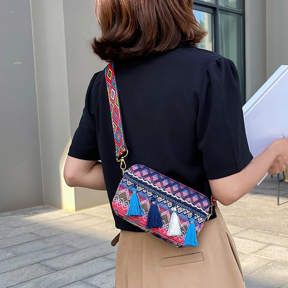 Женская этническая сумка-мессенджер через плечо из ПУ кожи с широким ремнем и