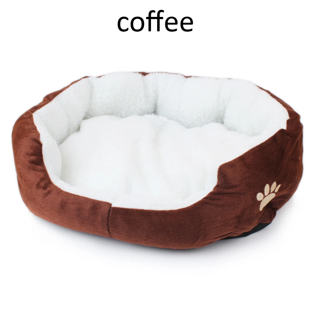 coffee Согревающая кровать для домашних животных, собачий домик, мягкий материал, гнездо, круглые корзины для кошек, осень и зима, теплый портативный питомник для кошек, щенков, 40*50 см - Цвет: coffee