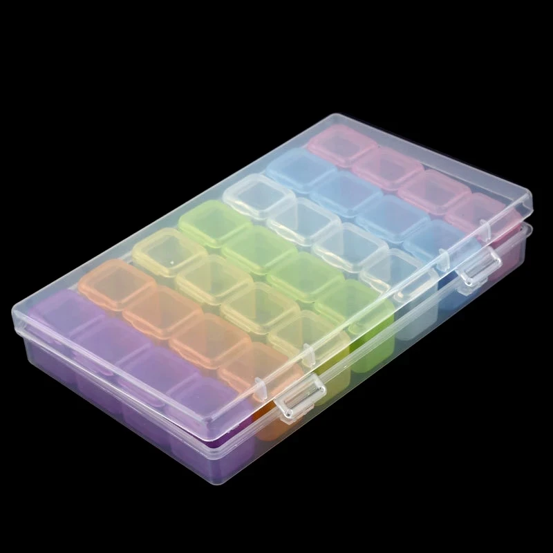 

28 Grid Dismountable Diamond Painting Accessories Diamond Embroidery Cases PP Plastics Box Organizer Home Storage Boxes