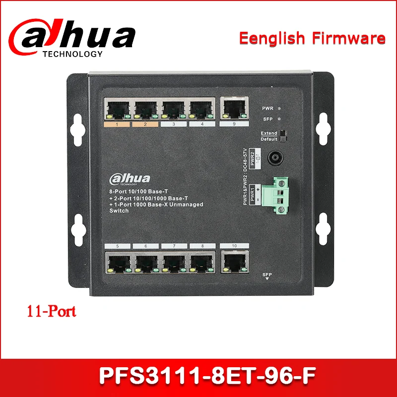 Dahua PoE коммутатор PFS3111 8ET 96 F 11 Порты и разъёмы переключатель с 8 PoE|Аксессуары для CCTV|