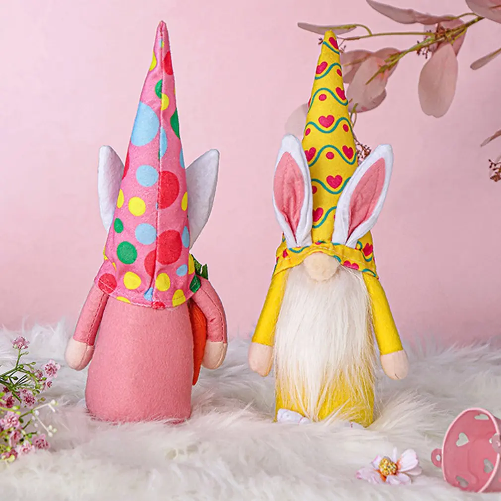 

Easter Bunny Faceless Doll Decorations Bright Color Holiday Home Party Gnome Handmade Rabbit Plush Toys Easter Gifts