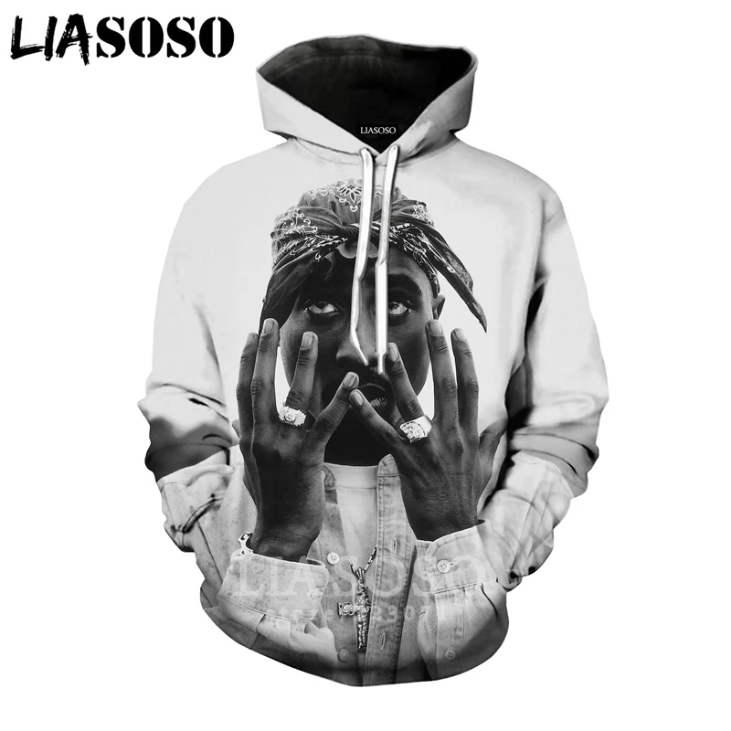 10 2pac толстовки LIASOSO забавные для мужчин и женщин Аниме Толстовка 3D принт Рэпер Хип Хоп с длинным рукавом Уличная Топ пуловер с круглым вырезом B182-10 - Цвет: 10