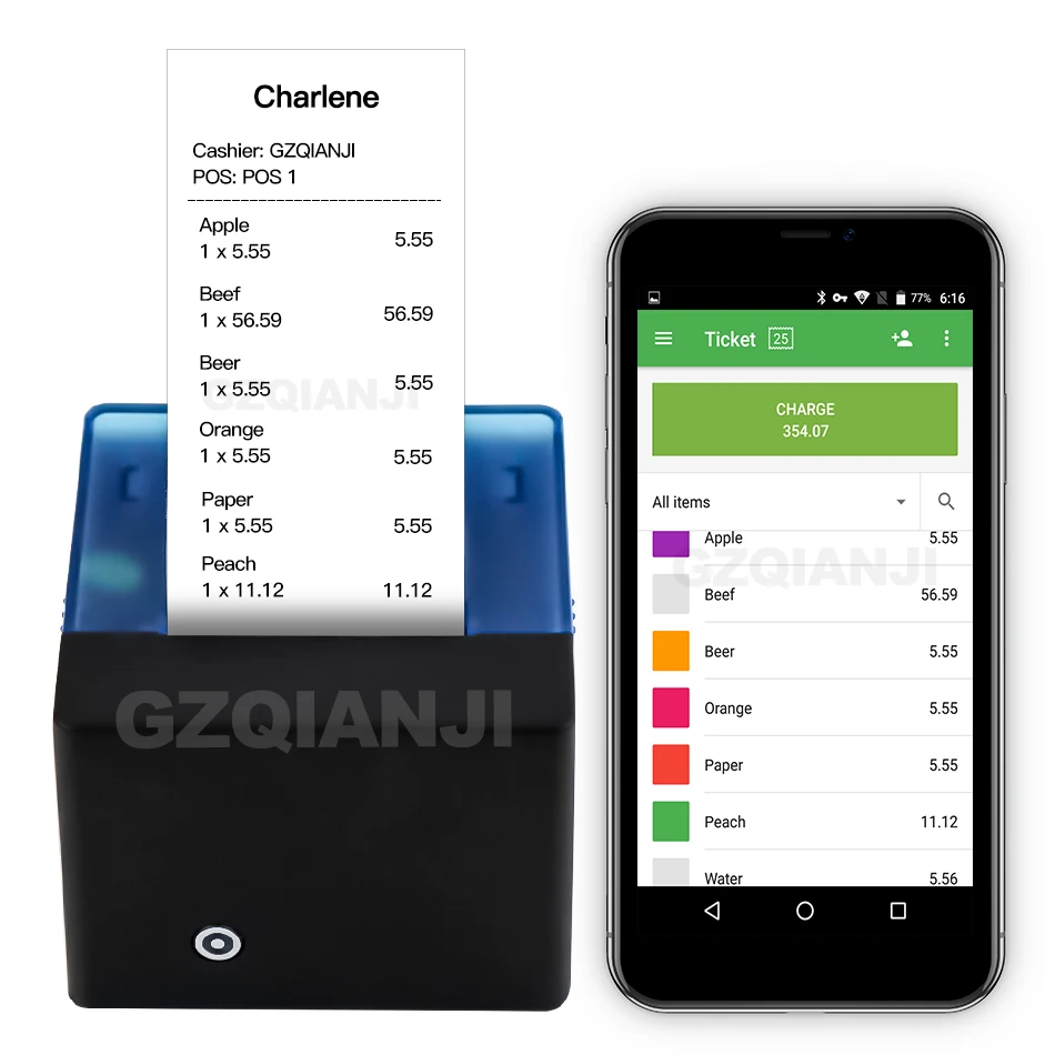 GZM5808 58mmPOS Bluetooth принтер беспроводной bluetooth-принтер термопринтер Поддержка Android iOS окно Совместимо с ESC/POS