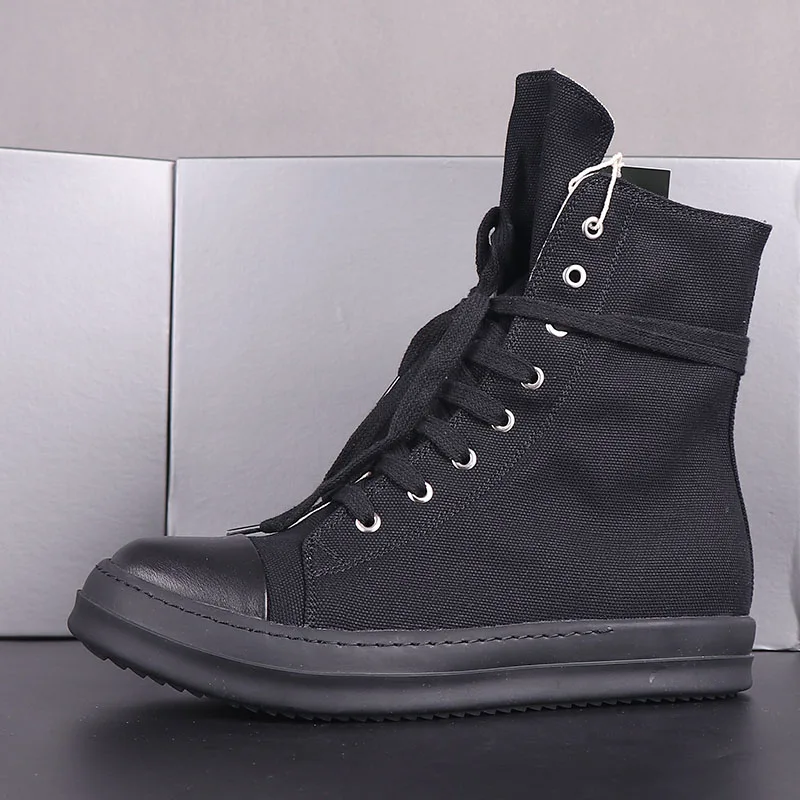 Новинка сезона мужские Модные черные высокие кроссовки на шнуровке мужская