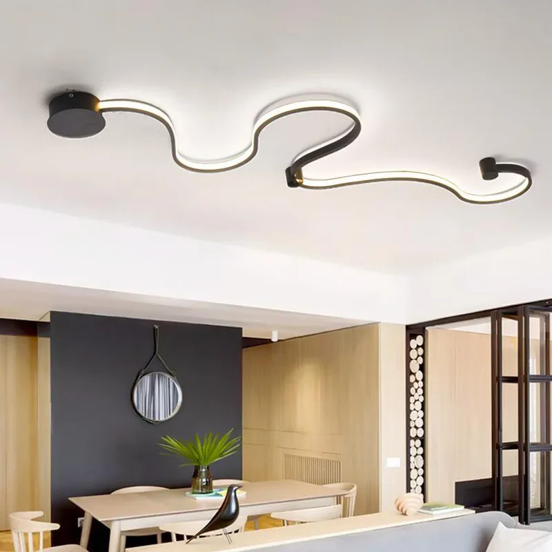 

S-Curve Led Wall Lamps for living balcony room hall Acrylic home decor in White black iron body sconce Nordic led lights Fixture
