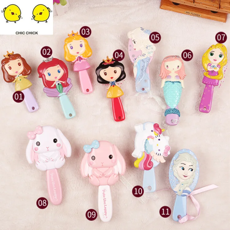 Мультяшная детская расческа 3D Принцесса Волосы Щетки Уход за волосами малышка