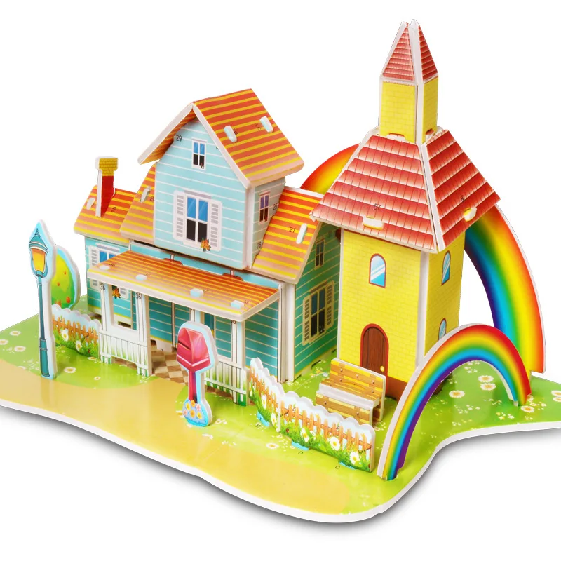 Doll House Привлекательный мультфильм замок сад принцесса кукольный дом мебель DIY Кукольный дом 3D головоломка интересные развивающие игрушки для детей - Цвет: Doll House