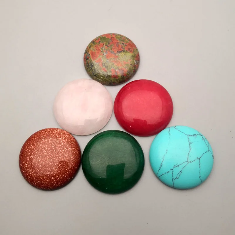 

Natural stone Cabochon beads Fashion mixed 10pcs no hole 35MM Single arc jewelry Ring accsories Free shipping wholesale