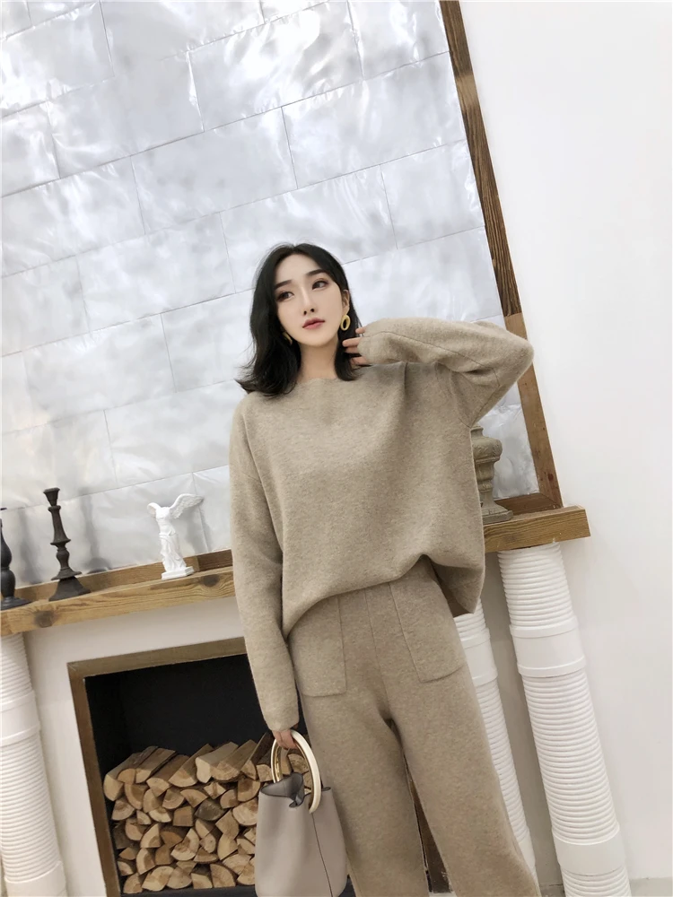 Women Outfits Cashmere Sweater Two Piece Sets Tracksuit Autumn Winter Fashion Sweatsuits Sport Suit Female Knit Pant Set