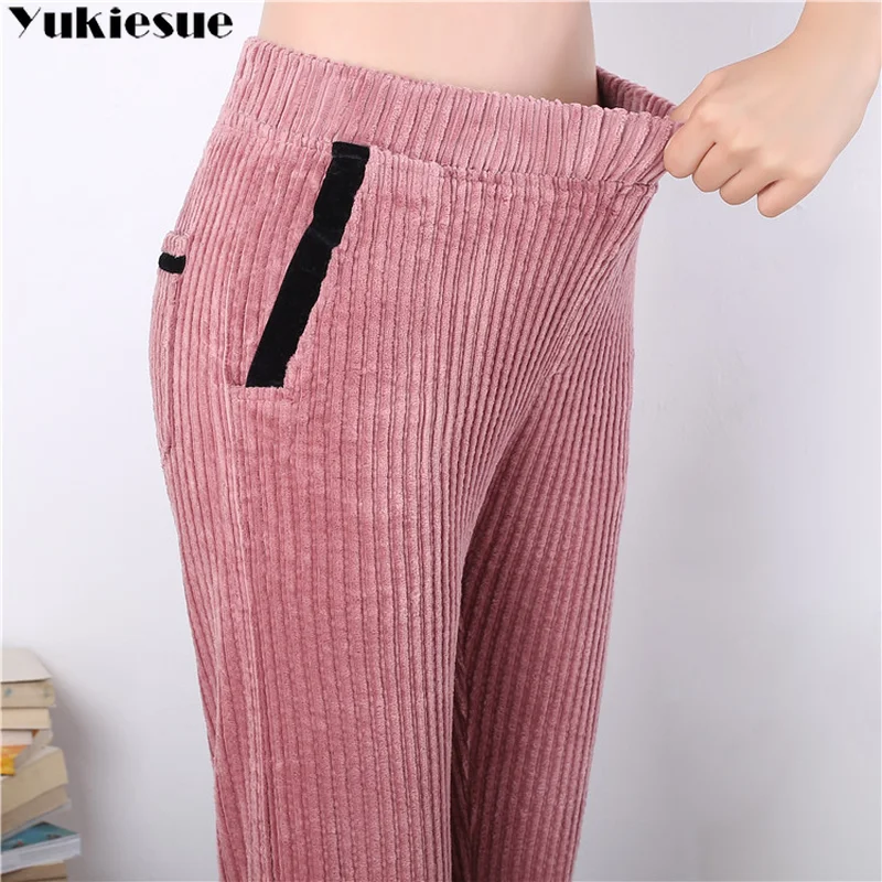 Осенние женские вельветовые штаны Pantalon Mujer, штаны-шаровары с эластичной талией размера плюс 3XL, повседневные спортивные штаны, обтягивающие штаны