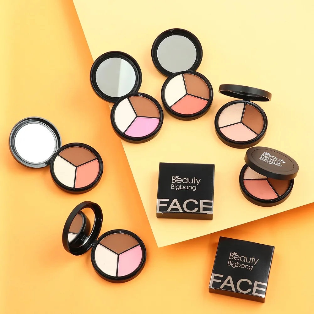 BeautyBigBang 3 цвета хайлайтеры пудра Макияж Румяна мерцающие бронзаторы и Хайлайтер для палитры контур Maquiagem
