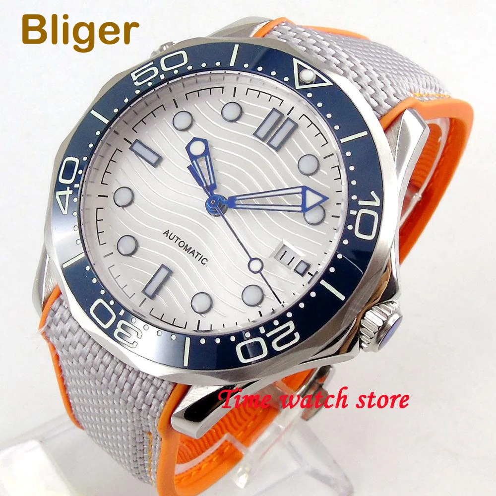 

Часы мужские автоматические, водостойкие, с сапфировым стеклом и резиновым браслетом, 41 мм