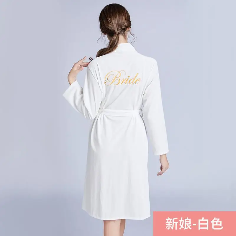 Bride2 Розовый сексуальный халат для невесты, вельветовое кимоно, халат, платье, ночная рубашка для леди, вышивка, осенняя Домашняя одежда, M L XL - Цвет: Bride2