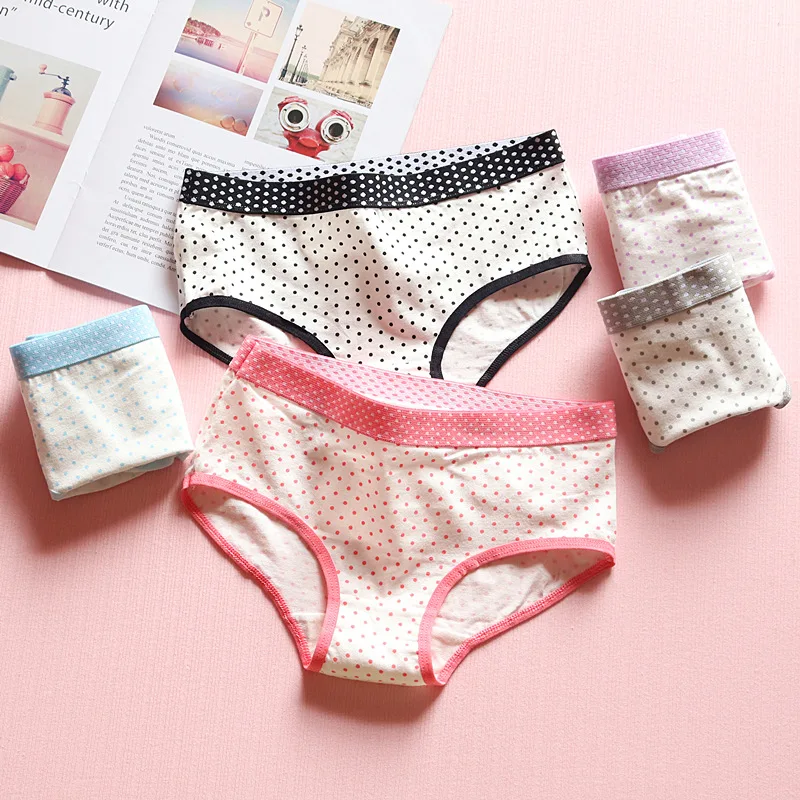 Женские хлопковые трусы модные точечные в горошек для женщин дышащие женские