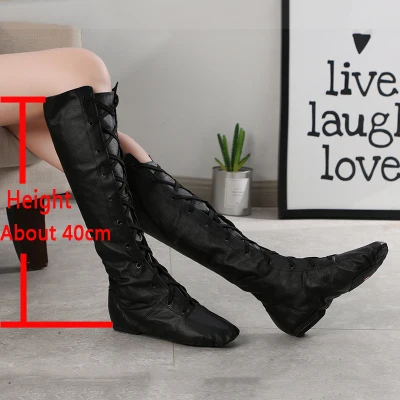 Женские ботинки для танцев из искусственной кожи на шнуровке с разделенной