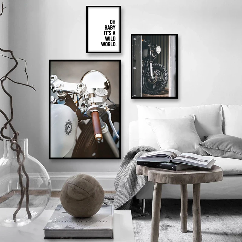 Скандинавский модный плакат с принтом фигуры классический мотоцикл девушка