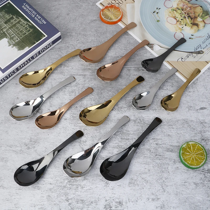 

304 Stainless Steel Spoon 3 Size Large Gold Rice Soup Spoon Kids Ice Cream Dessert Spoon Kitchen Dinner Tableware Highly Quality
