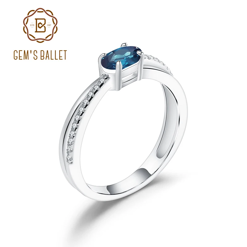GEM'S BALLET 0.57Ct натуральный Овальный Лондонский Голубой топаз кольца для женщин