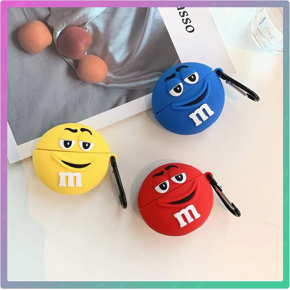 

New cute cartoon 3D candy Bean silicone case wireless Bluetooth headset case for Airpods 1 2 Airpod Pro3