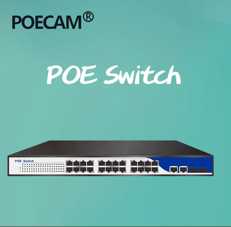 Контактный разъем питания IEEE802.3af/at активный коммутатор poe 24 порта 1U 1" для монтажа в стойку сети питания poe 400 Вт с 2 гигабитными sfp/rj45