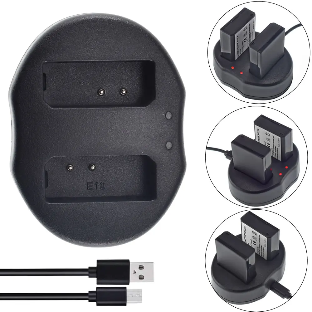 LP-E10 Батарея (2 штуки в упаковке) + двойной Зарядное устройство для цифровой