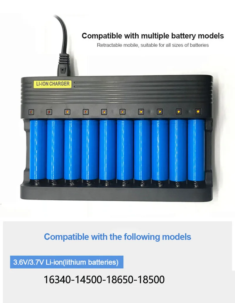 phomax 10 slot 4 2v led smart display light fast charge eu imr li ion 18650 17650 22650 rechargeable battery charger free global shipping