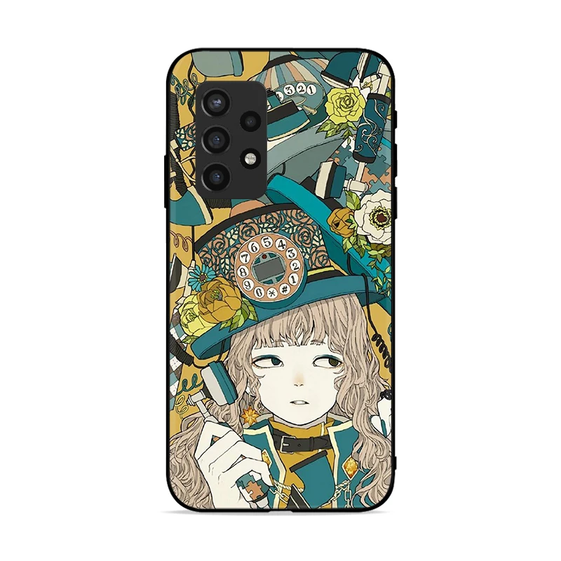 

Phone Case For Samsung Galaxy A72 A52 4G 5G Cases Coque Soft TPU Carcasa Funda lowers Cat People Technology Fantasy Tree Flow