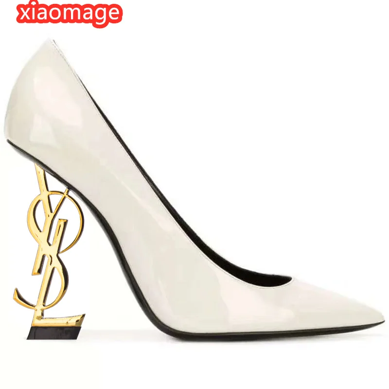 

2021 new casual fashion high-heeled shoes women's stilettos with letters, pointed toe, soft leather autumn small shoes