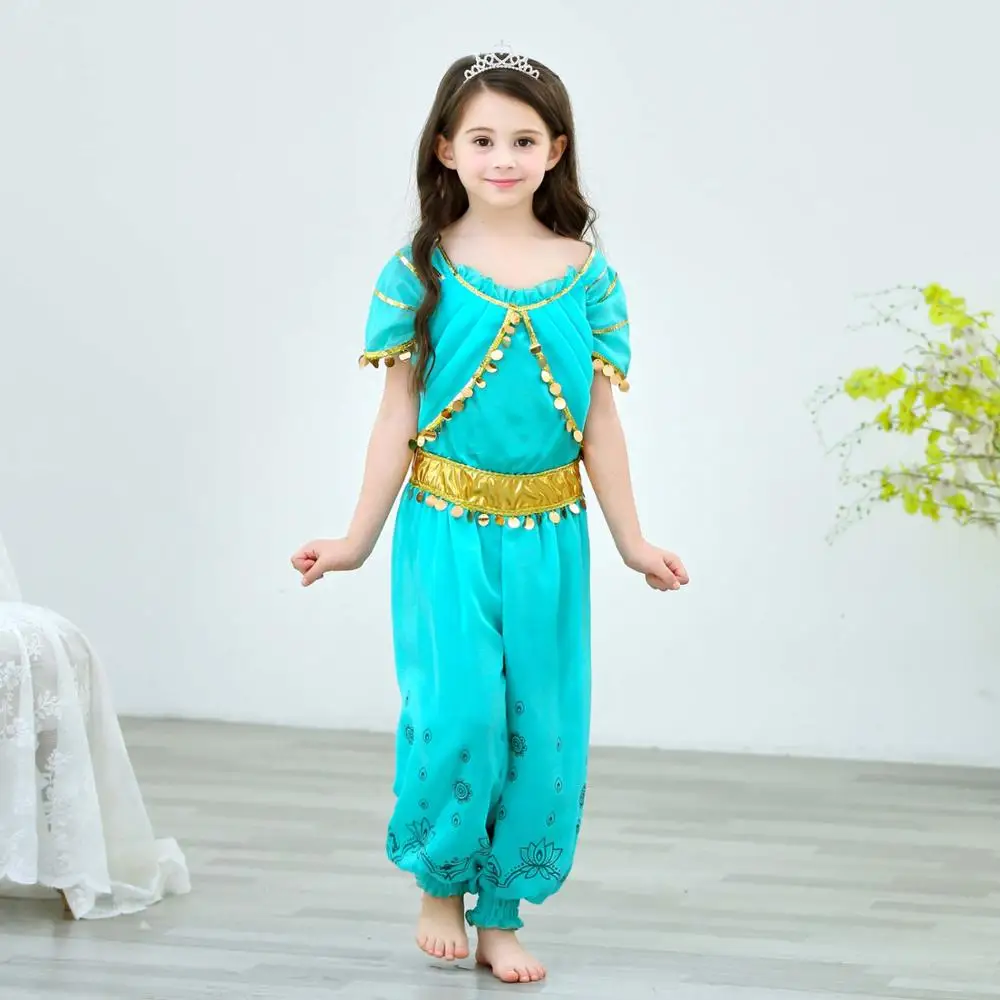 Детское платье принцессы жасмин Алладин Косплей Костюм нарядное арабский костюм
