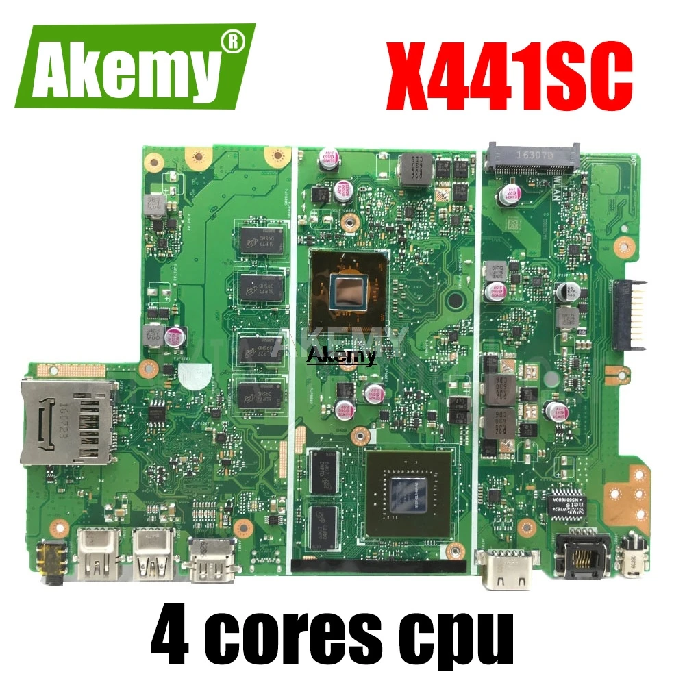 Akemy X441SC материнская плата для ноутбука For Asus X441S X441SA F441S A441S Mainboard Test work 100% N3160 CPU 4 Гб