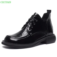 womens british style genuine leather single shoes 2022 spring new lace up oxford shoes low heel ankle boots ladies martin boots