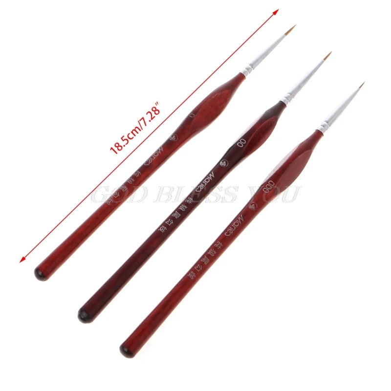 

3Pcs Miniature Paint Brushes Professional Wolf Hair Fine Detailing 0~000 Drop Shipping