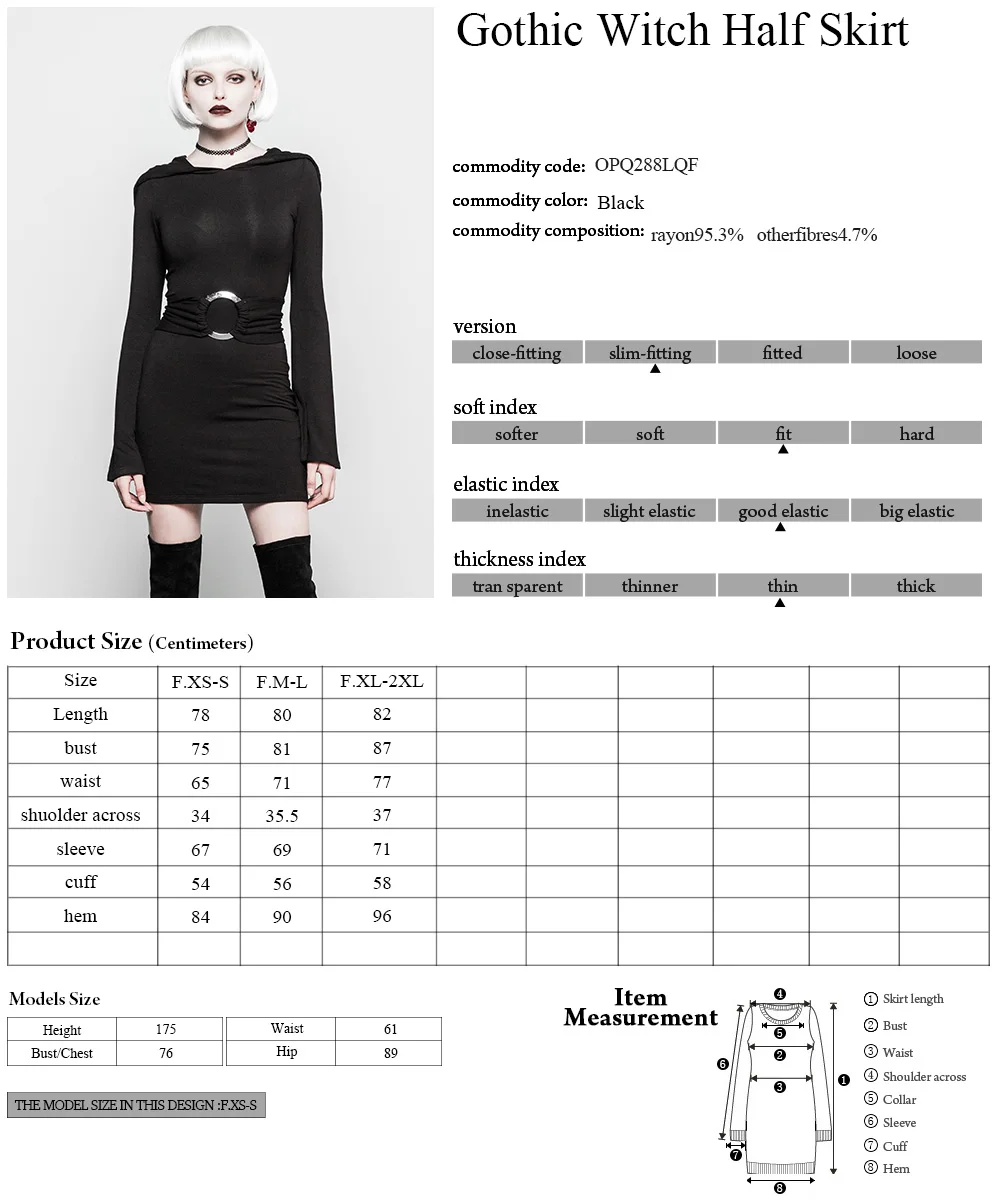 PUNKRAVE женская готическая ведьма половина Юбка трикотажная труба рукав Металл